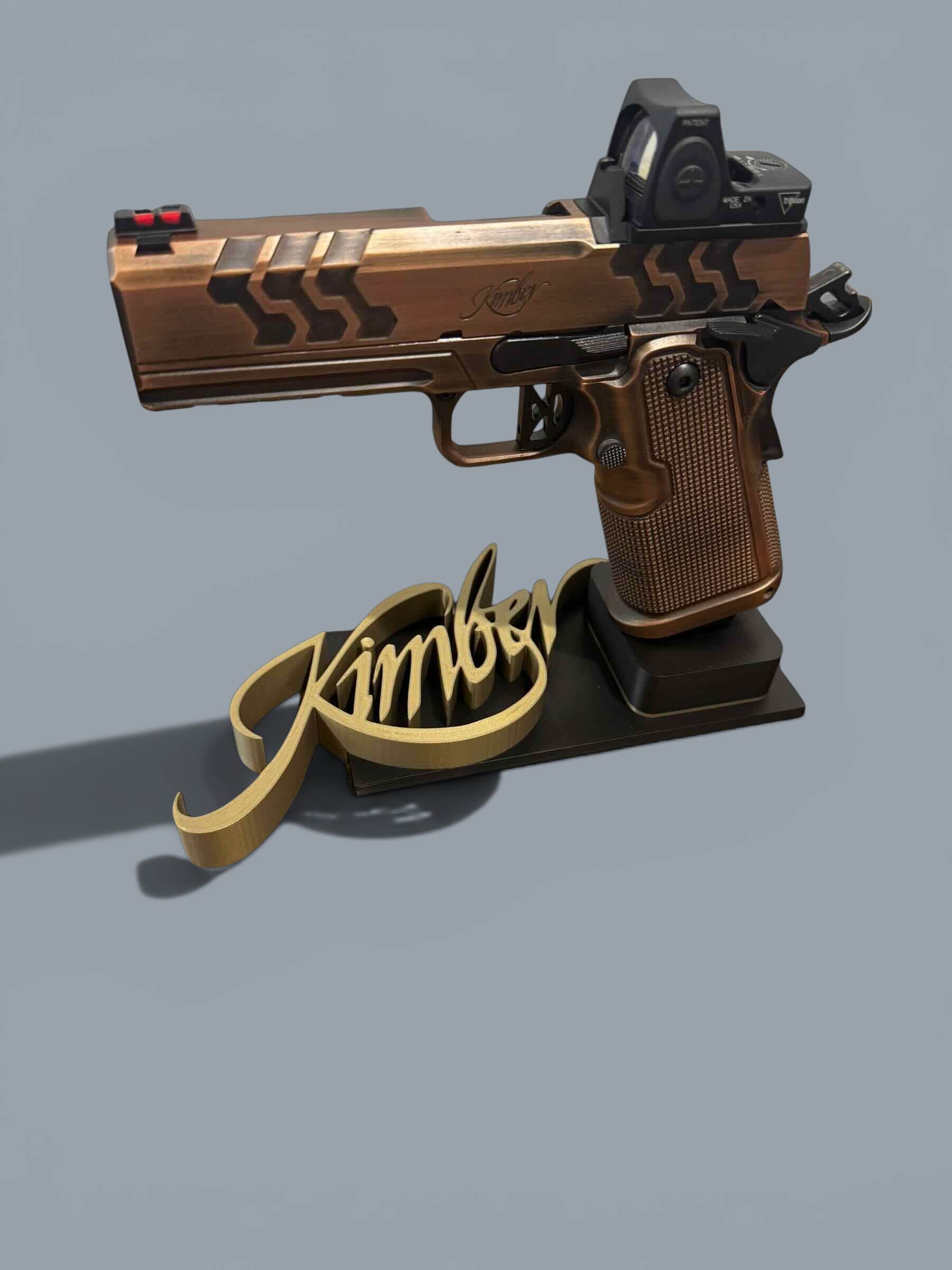 Custom Pistol Display Stand – Personalized with Your Logo, Name & Custom Colors Raised Logo