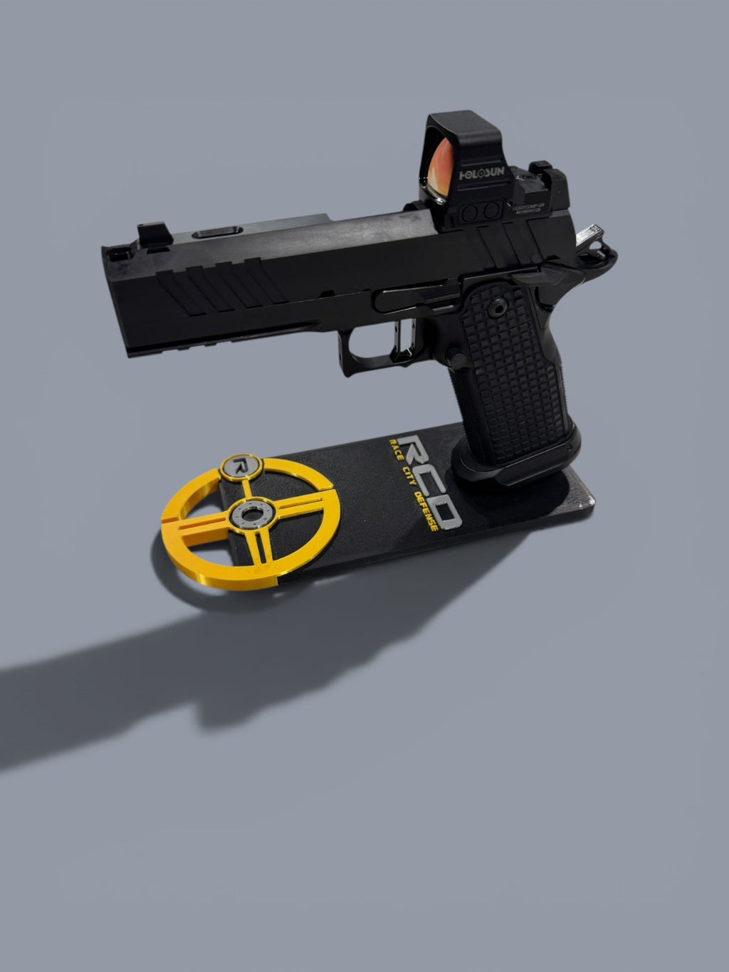 Custom Pistol Display Stand – Personalized with Your Logo, Name & Custom Colors Raised Logo