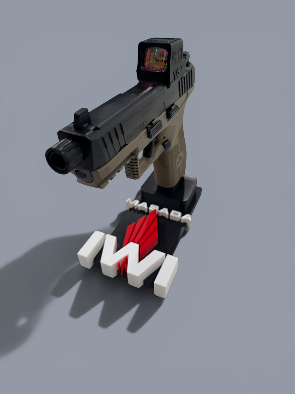 Custom Pistol Display Stand – Personalized with Your Logo, Name & Custom Colors Raised Logo