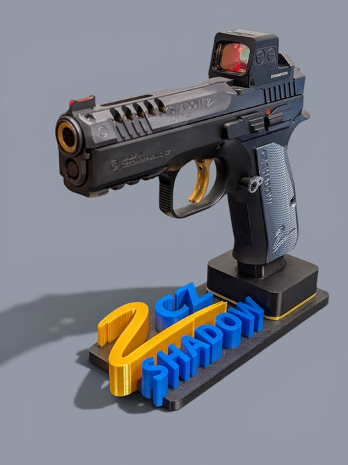 Custom Pistol Display Stand – Personalized with Your Logo, Name & Custom Colors Raised Logo